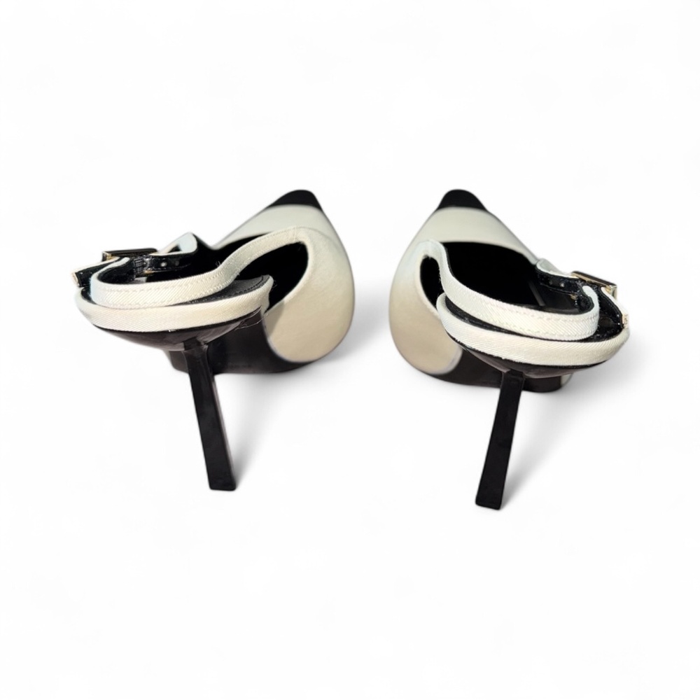 New Saint Laurent Ines Slingback Pumps In Satin Brand New Vintage - Picture 6 of 11